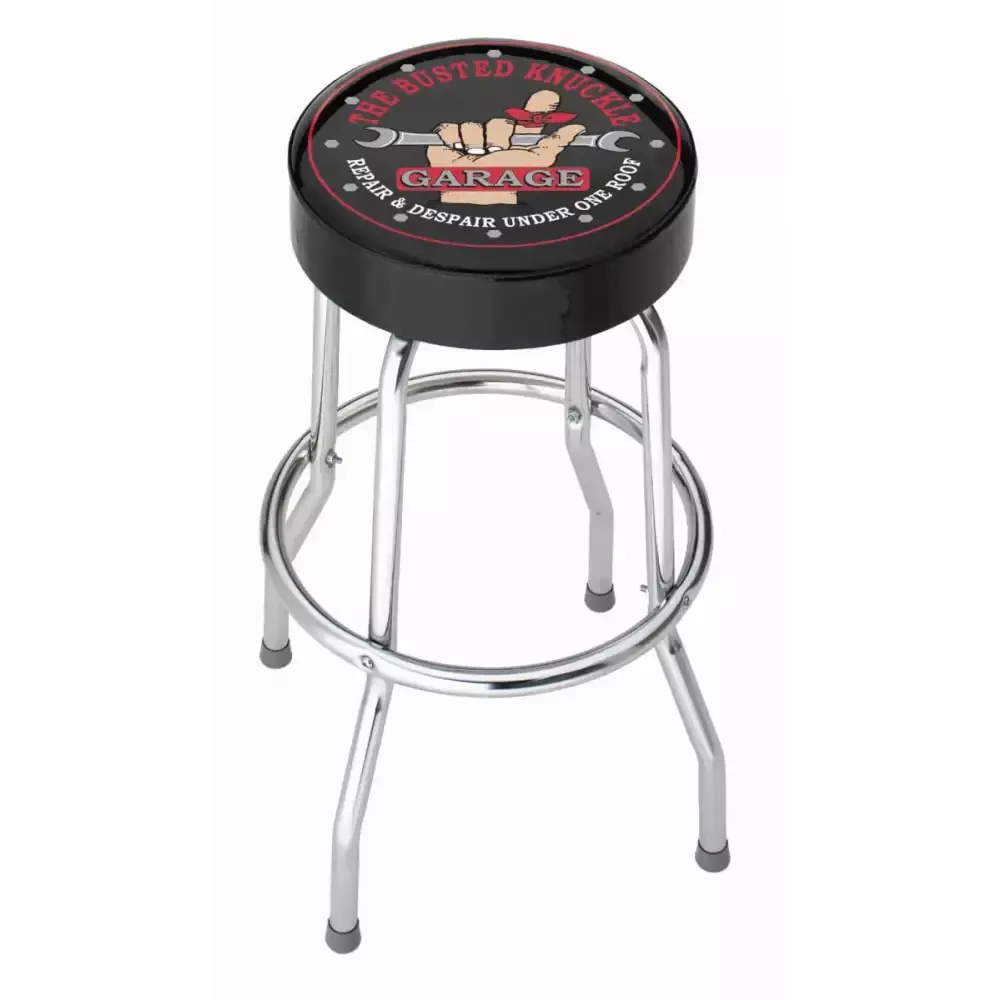004753R01 Plasticolor Stool Round Black Vinyl Seat With The Busted