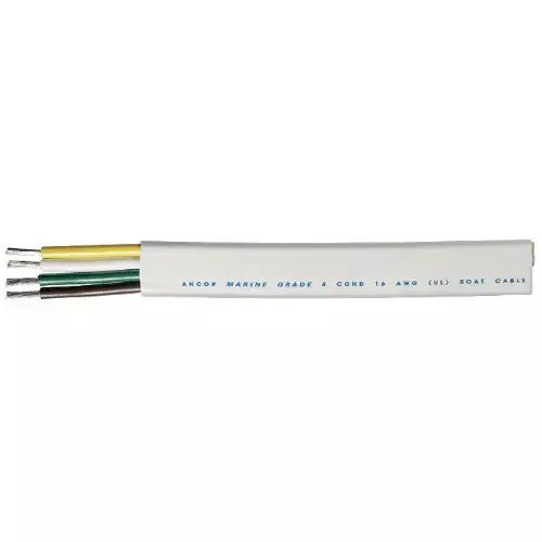 Ancor 4 Conductor Flat Trailer Cable – 16 Gauge; 100ft – ANC154010