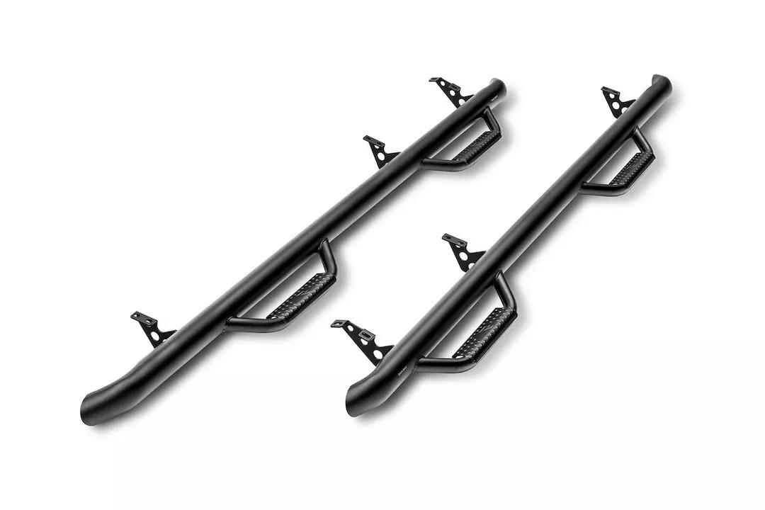 N-Fab Cab Length With Drop Down Steps Round Nerf Bar D1573QC-TX